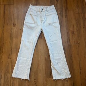 Wish List White Cropped Flare Stretch Khaki Pants